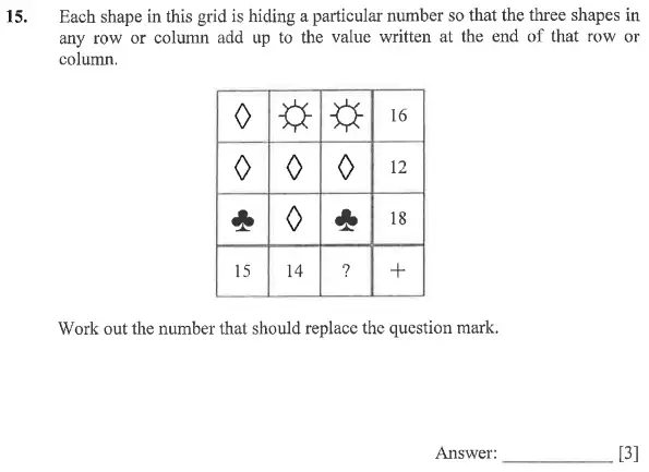 Question 15 - Dulwich College 11 Plus Maths Specimen Paper – a - 2024