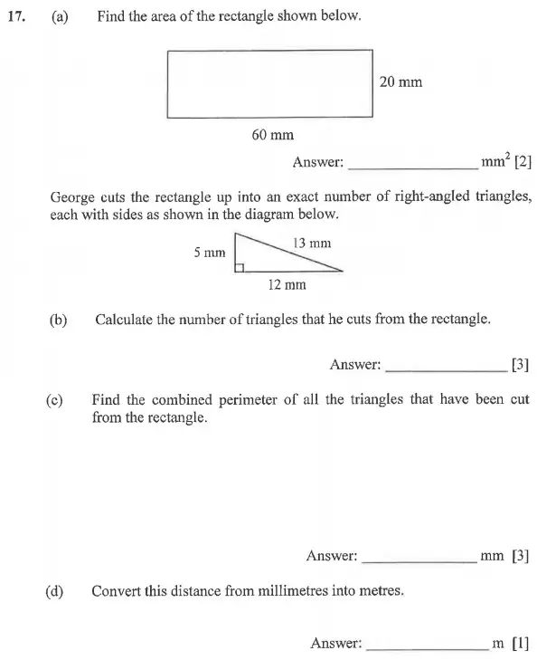 Question 17(a,b,c,d) - Dulwich College - 11 Plus Exam Maths Specimen Paper A - 2025