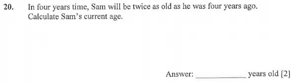 Question 20 - Dulwich College 11 Plus Maths Specimen Paper – a - 2024