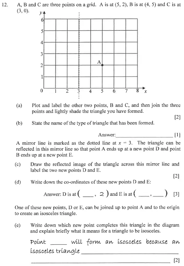 Question 12(a,b,c,d,e) - Dulwich College - 11 Plus Exam Maths Specimen Paper B - 2025