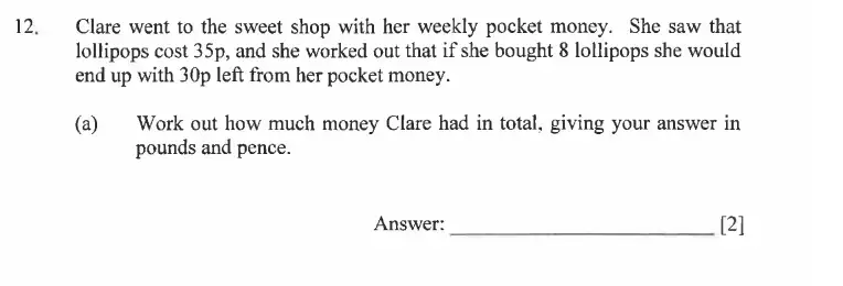 Question 12(a) - Dulwich College - 11 Plus Exam Maths Specimen Paper C - 2026
