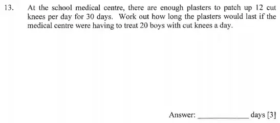 Question 13 - Dulwich College 11 Plus Maths Specimen Paper – c - 2024