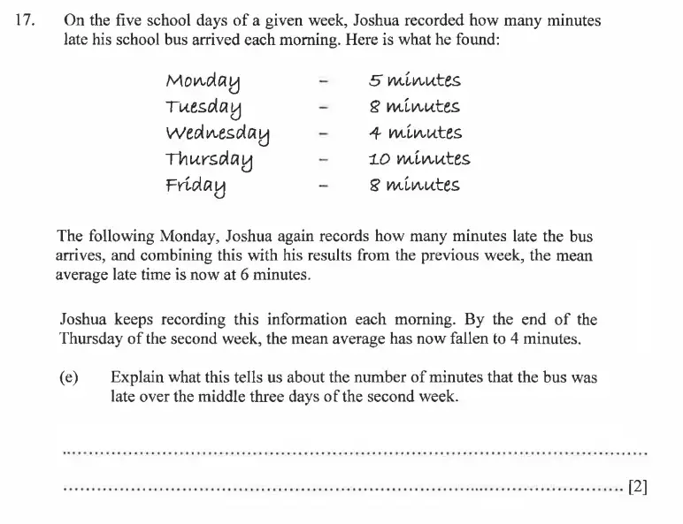 Question 17(e) - Dulwich College - 11 Plus Exam Maths Specimen Paper C - 2026