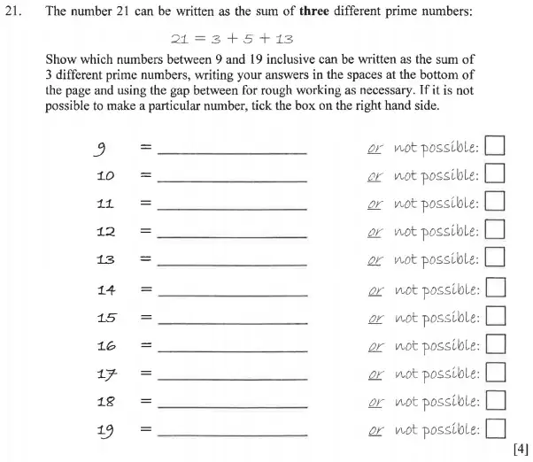 Question 21 - Dulwich College - 11 Plus Exam Maths Specimen Paper C - 2025