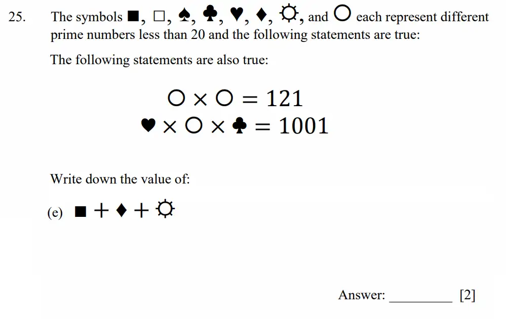 Question 25(e) - Dulwich College - 11 Plus Maths Specimen Paper D - 2026