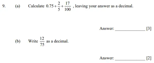 Question 9 - Dulwich College 11 Plus Maths Specimen Paper E