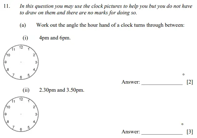 Question 11(i,ii) - Dulwich College 11 Plus Maths Specimen Paper E
