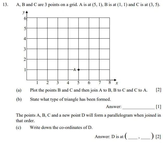 Question 13(a,b,c) - Dulwich College 11 Plus Maths Specimen Paper E