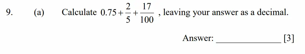 Question 9(a) - Dulwich College - 11 Plus Maths Specimen Paper E - 2026