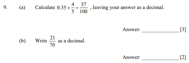 Question 9(a,b) - Dulwich College 11 Plus Maths Specimen Paper F