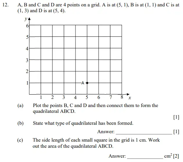 Question 12(a,b,c) - Dulwich College 11 Plus Maths Specimen Paper F