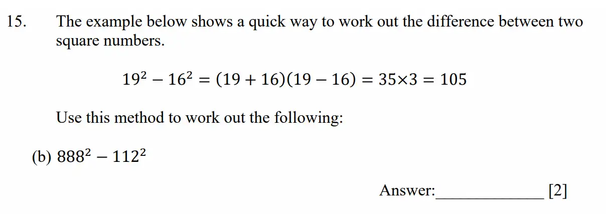 Question 15(b) - Dulwich College - Eleven Plus Maths Specimen Paper F - 2026