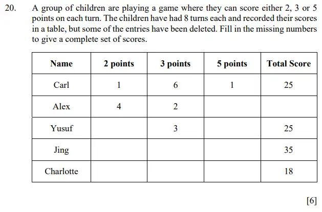 Question 20 - Dulwich College - Eleven Plus Maths Specimen Paper F - 2025