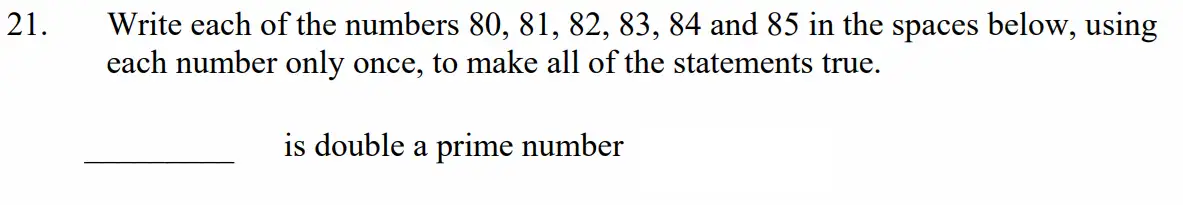 Question 21(e) - Dulwich College - Eleven Plus Maths Specimen Paper F - 2026