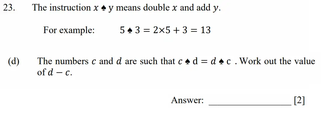 Question 23(d) - Dulwich College - Eleven Plus Maths Specimen Paper F - 2026