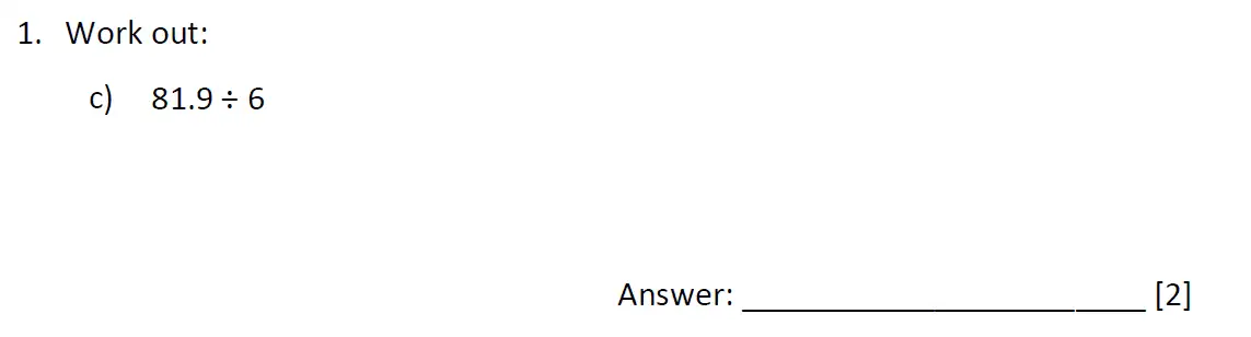 Question 1(c) - Dulwich College 11 Plus Maths Specimen Paper – g - 2024