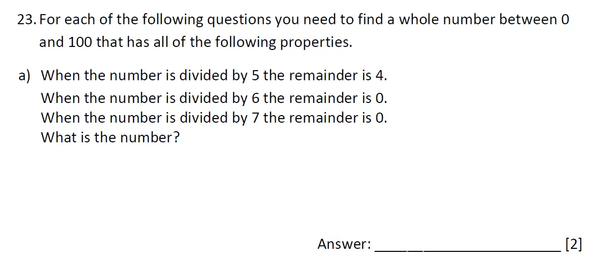 Question 23(a) - Dulwich College 11 Plus Maths Specimen Paper – g - 2024