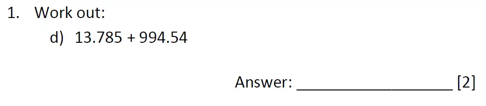 Question 1(d) - Dulwich College 11 Plus Maths Specimen Paper – j - 2024
