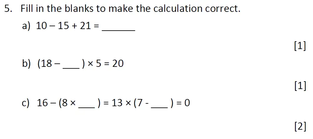 Question 5(a,b,c) - Dulwich College 11 Plus Maths Specimen Paper – j - 2024