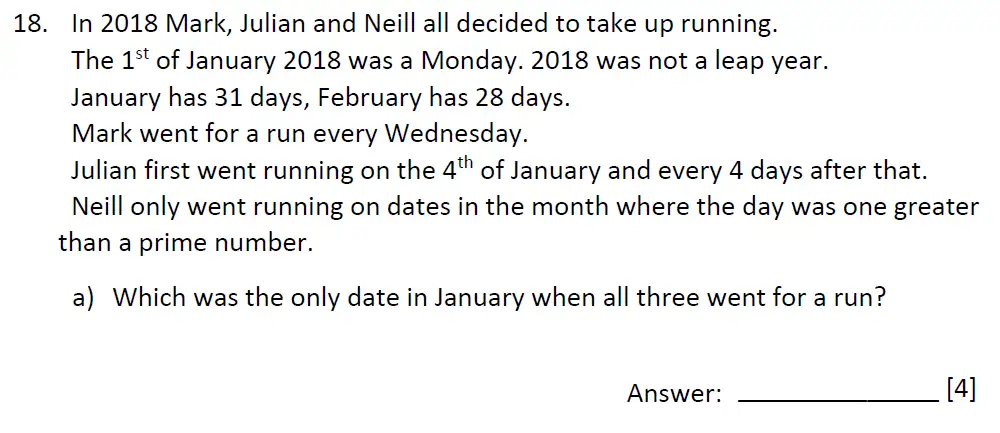 Question 18(a) - Dulwich College - 11 Plus Maths Specimen Paper J - 2025