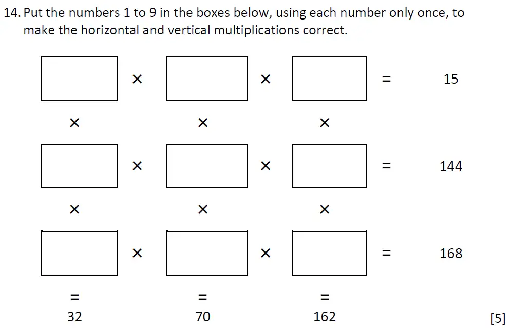 Question 14 - Dulwich College - 11 Plus Maths Specimen Paper K - 2025