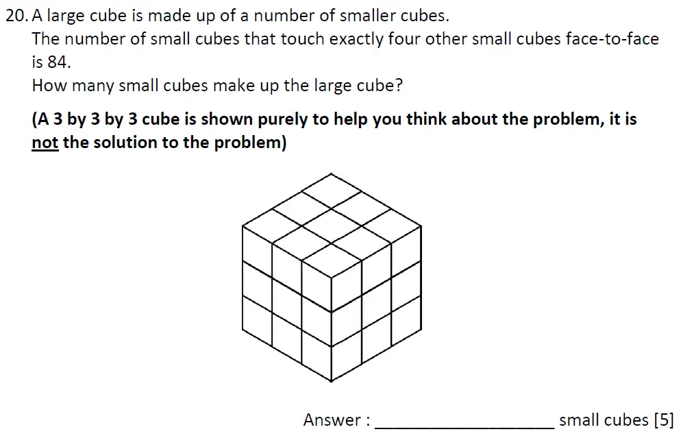 Question 20 - Dulwich College - 11 Plus Maths Specimen Paper K - 2025