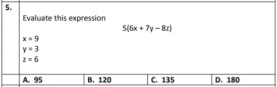 Question 5 - Eltham College – 11+ Mathematics Sample Paper – 2019