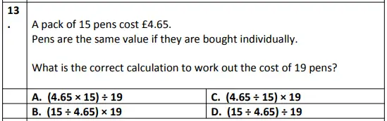 Question 13 - Eltham College – 11+ Mathematics Sample Paper – 2019