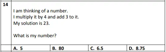 Question 14 - Eltham College – 11+ Mathematics Sample Paper – 2019