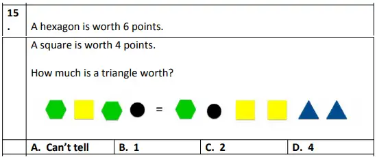Question 15 - Eltham College – 11+ Mathematics Sample Paper – 2019