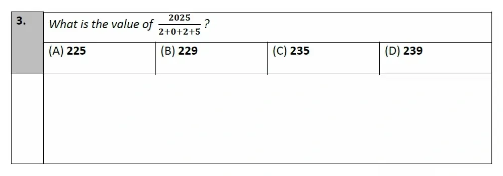 Question 03 - Eltham College - 11 Plus Maths Entrance and Scholarship Exam Sample Paper - 2025