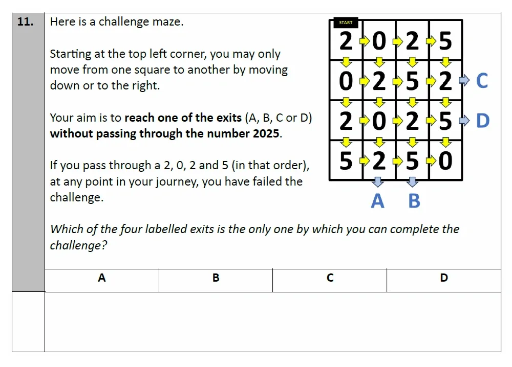 Question 11 - Eltham College - 11 Plus Maths Entrance and Scholarship Exam Sample Paper - 2025