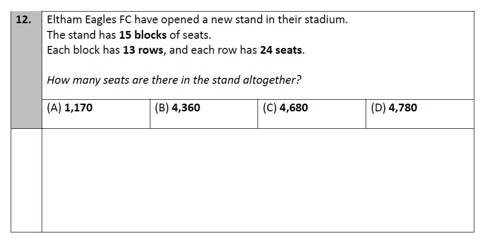 Question 12 - Eltham College - 11 Plus Maths Entrance and Scholarship Exam Sample Paper - 2025