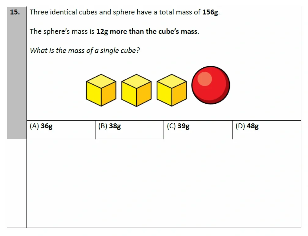 Question 15 - Eltham College - 11 Plus Maths Entrance and Scholarship Exam Sample Paper - 2025