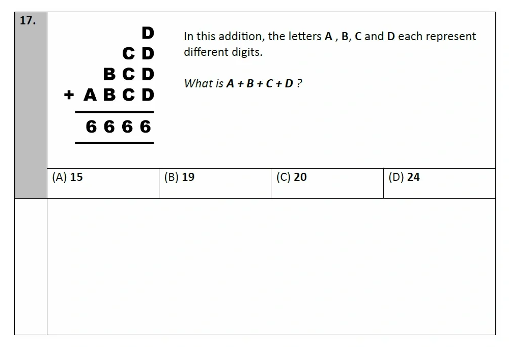 Question 17 - Eltham College - 11 Plus Maths Entrance and Scholarship Exam Sample Paper - 2025