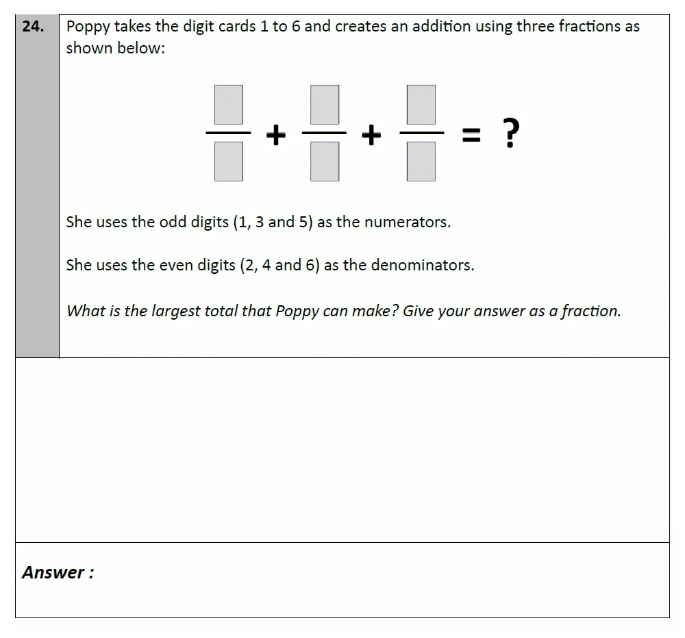 Question 24 - Eltham College - 11 Plus Maths Entrance and Scholarship Exam Sample Paper - 2025
