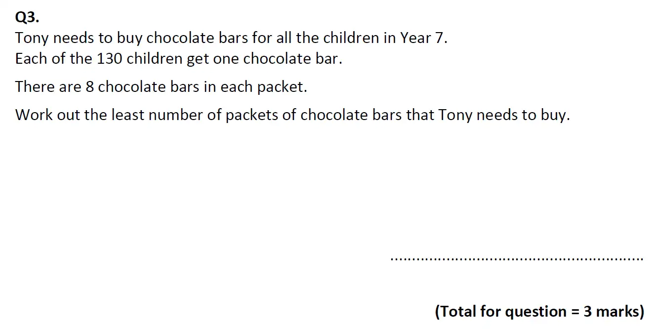 Question 3 - Eltham College 11 Plus Maths Entrance Exam 2023