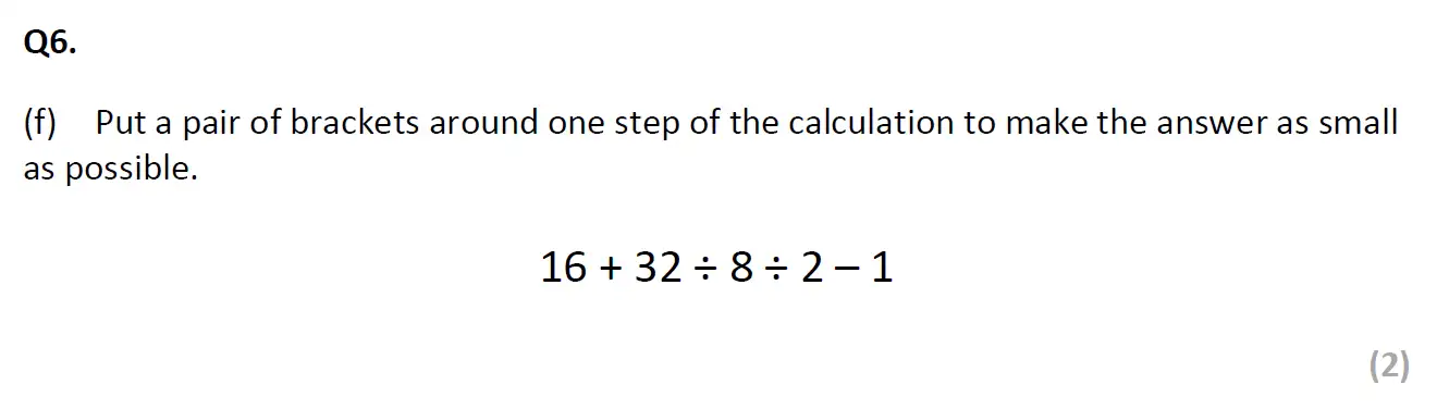 Question 6(f) - Eltham College 11 Plus Maths Entrance Exam 2023