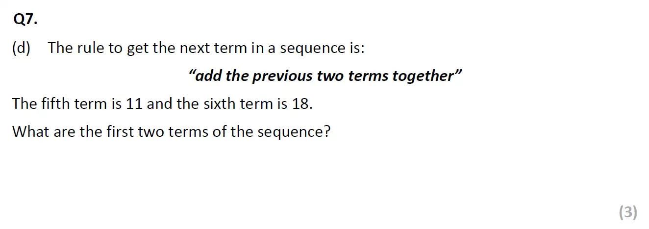 Question 7(d) - Eltham College 11 Plus Maths Entrance Exam 2023