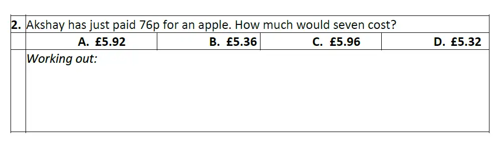 Question 2 - Eltham College Year 7 Entrance and Scholarship Exam 2024