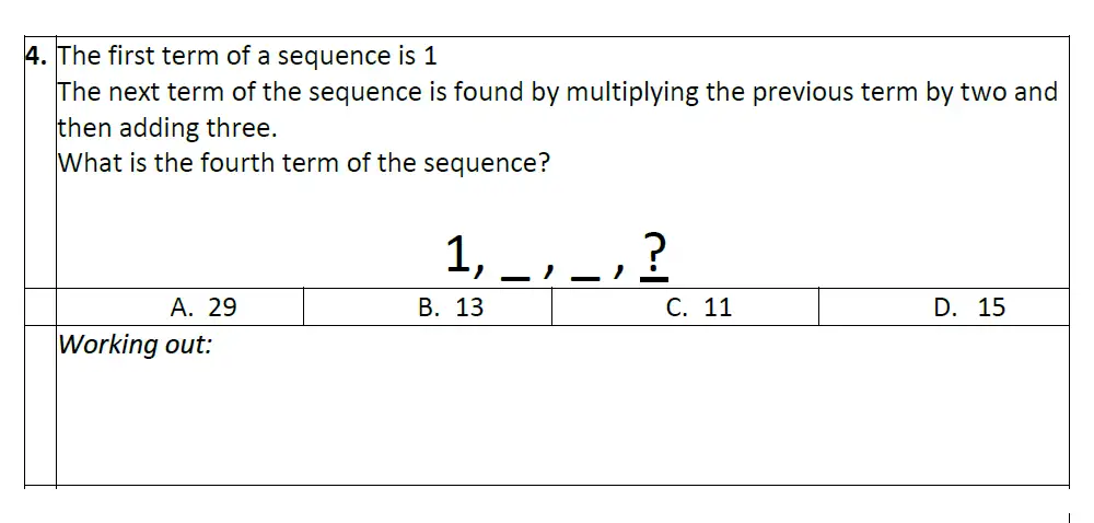 Question 4 - Eltham College Year 7 Entrance and Scholarship Exam 2024