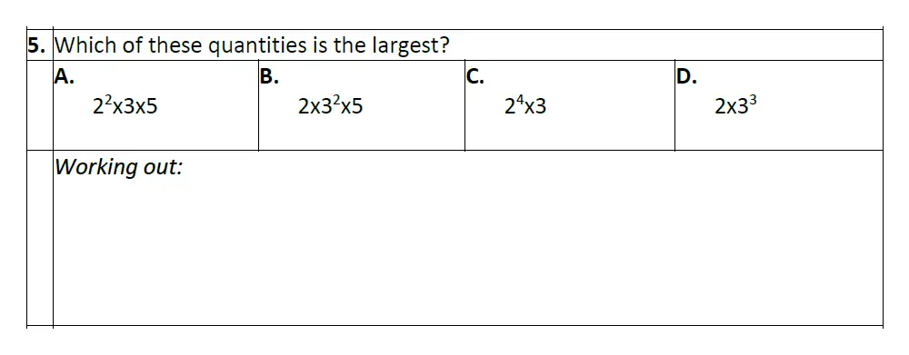 Question 5 - Eltham College Year 7 Entrance and Scholarship Exam 2024