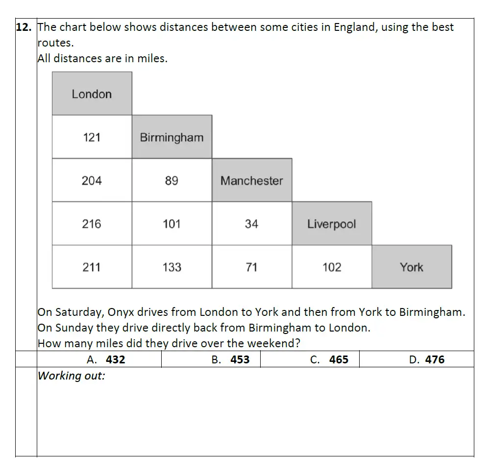 Question 12 - Eltham College Year 7 Entrance and Scholarship Exam 2024