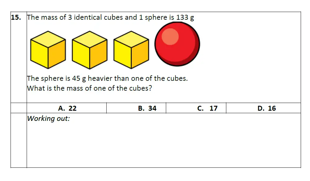 Question 15 - Eltham College Year 7 Entrance and Scholarship Exam 2024