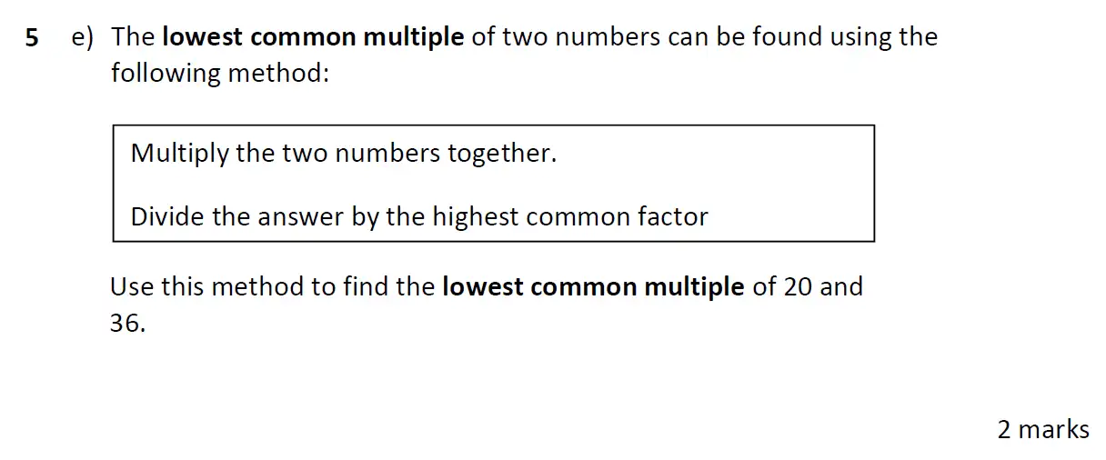 Question 5(e) - Eltham College 11 Plus Maths Entrance Exam - 2024