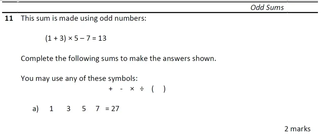 Question 11(a) - Eltham College - 11 Plus Maths Entrance Exam - 2026