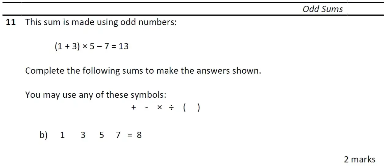 Question 11(b) - Eltham College - 11 Plus Maths Entrance Exam - 2026