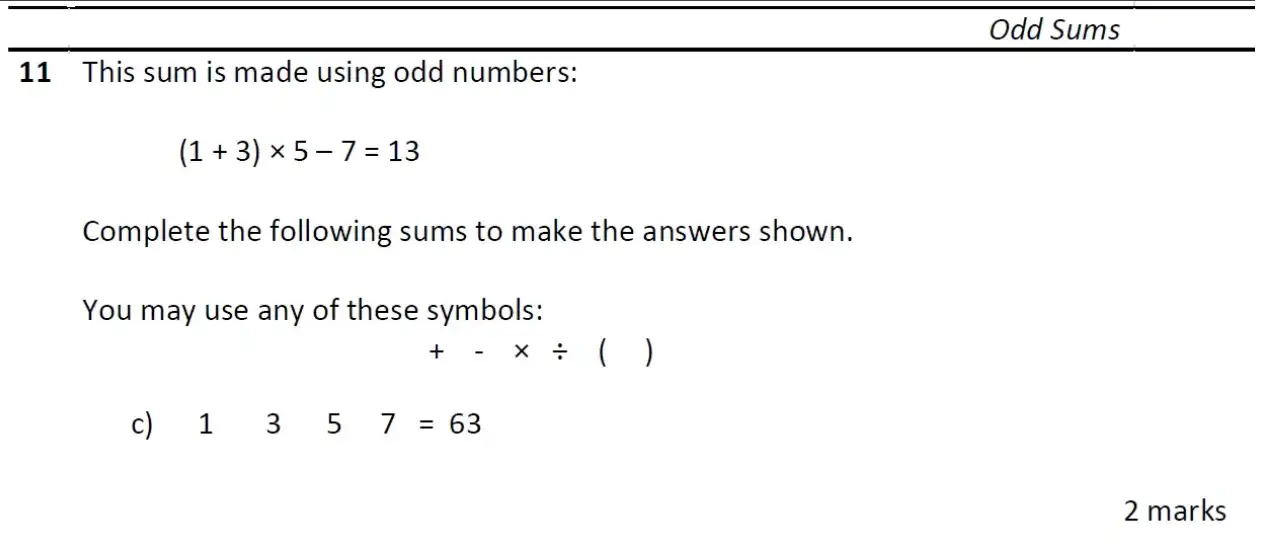 Question 11(c) - Eltham College - 11 Plus Maths Entrance Exam - 2026