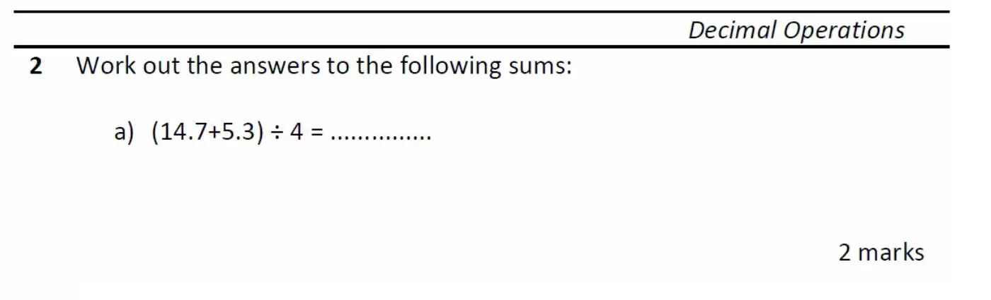 Question 2(a) - Eltham College - 11 Plus Maths Entrance Exam - 2026