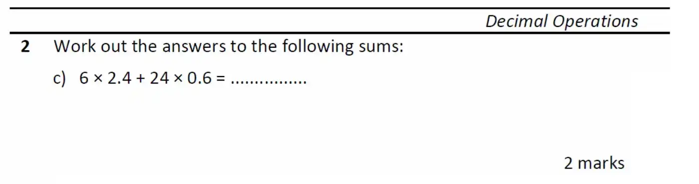 Question 2(c) - Eltham College - 11 Plus Maths Entrance Exam - 2026